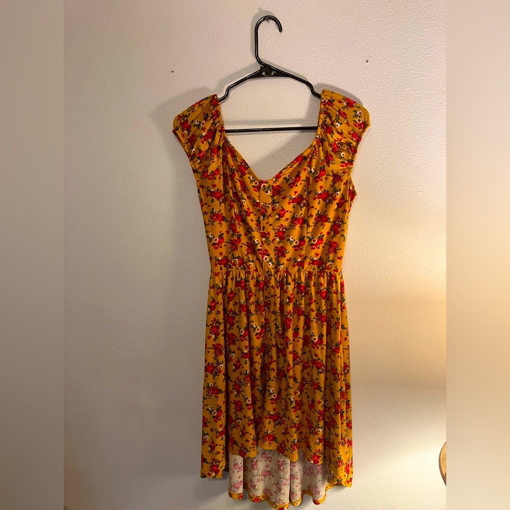 Yellow floral off the shoulder dress